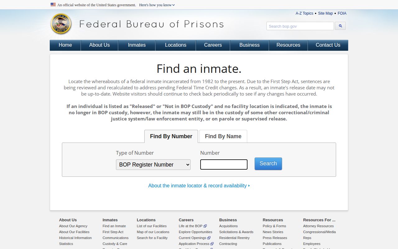 York County federal released inmate BOP locator