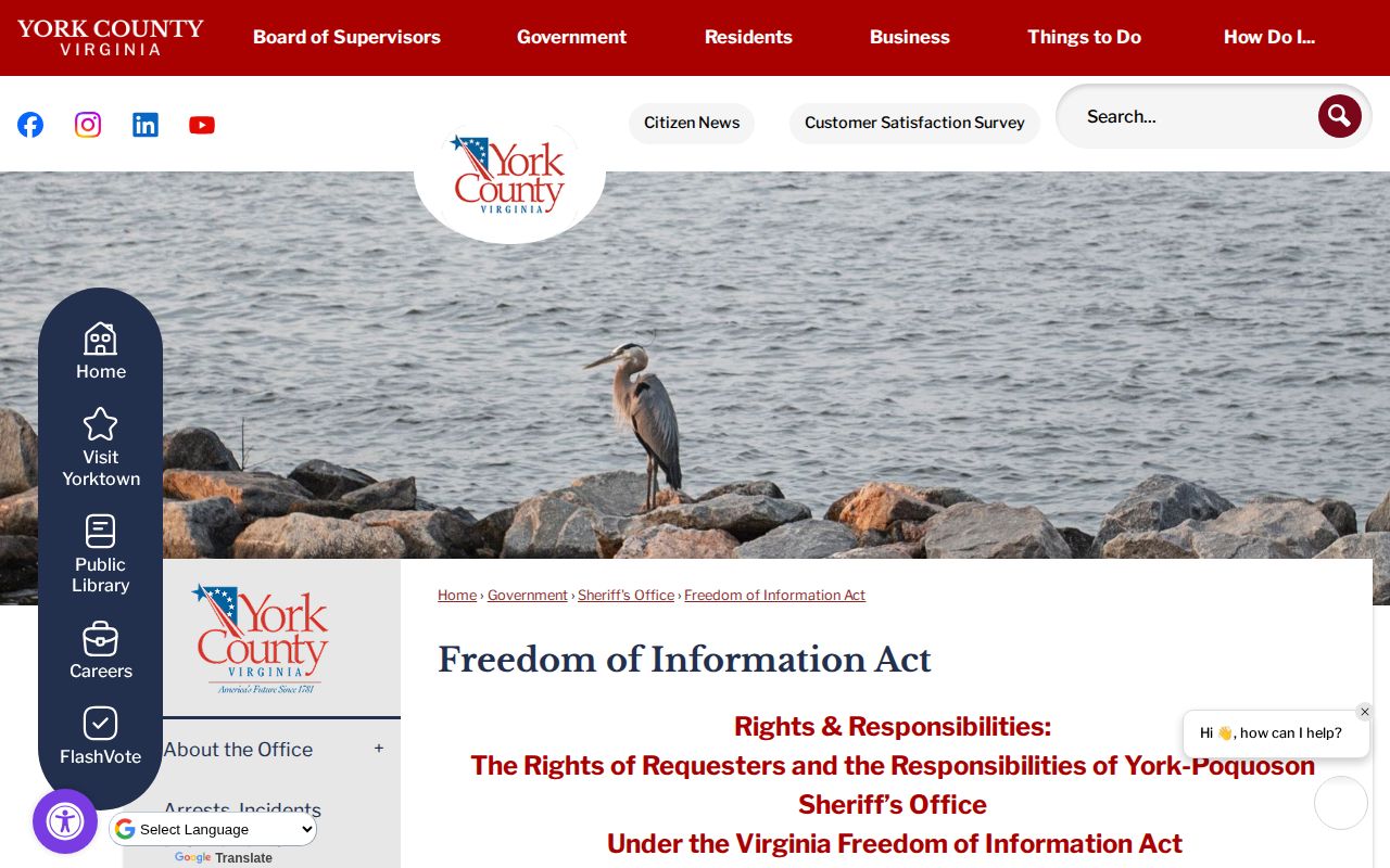 York County release record request and booking photo policy