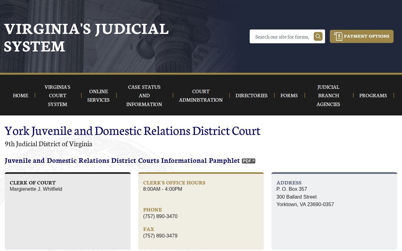 York juvenile court source for authorized Merrimac Center record questions